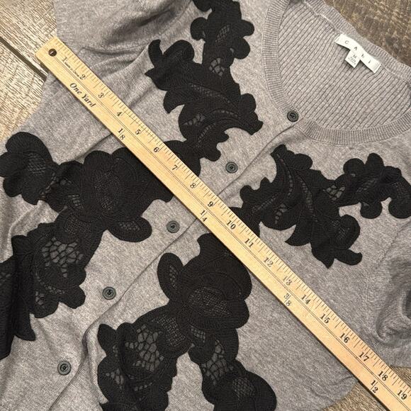 CAbi Women's Applique Cardigan Gray Black Size M - Picture 8 of 11
